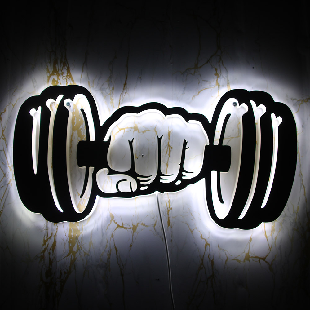 Home Gym Dumbbell Workout - Señal de luz LED de pared