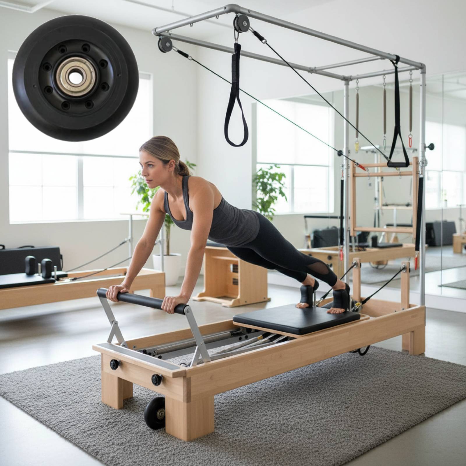 Home Gym Pilates - Rueda de Pilates Reformer Negra para