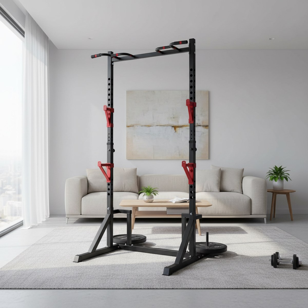 Rack de fuerza ajustable con b - Home Gym Pull Up reseña y precio