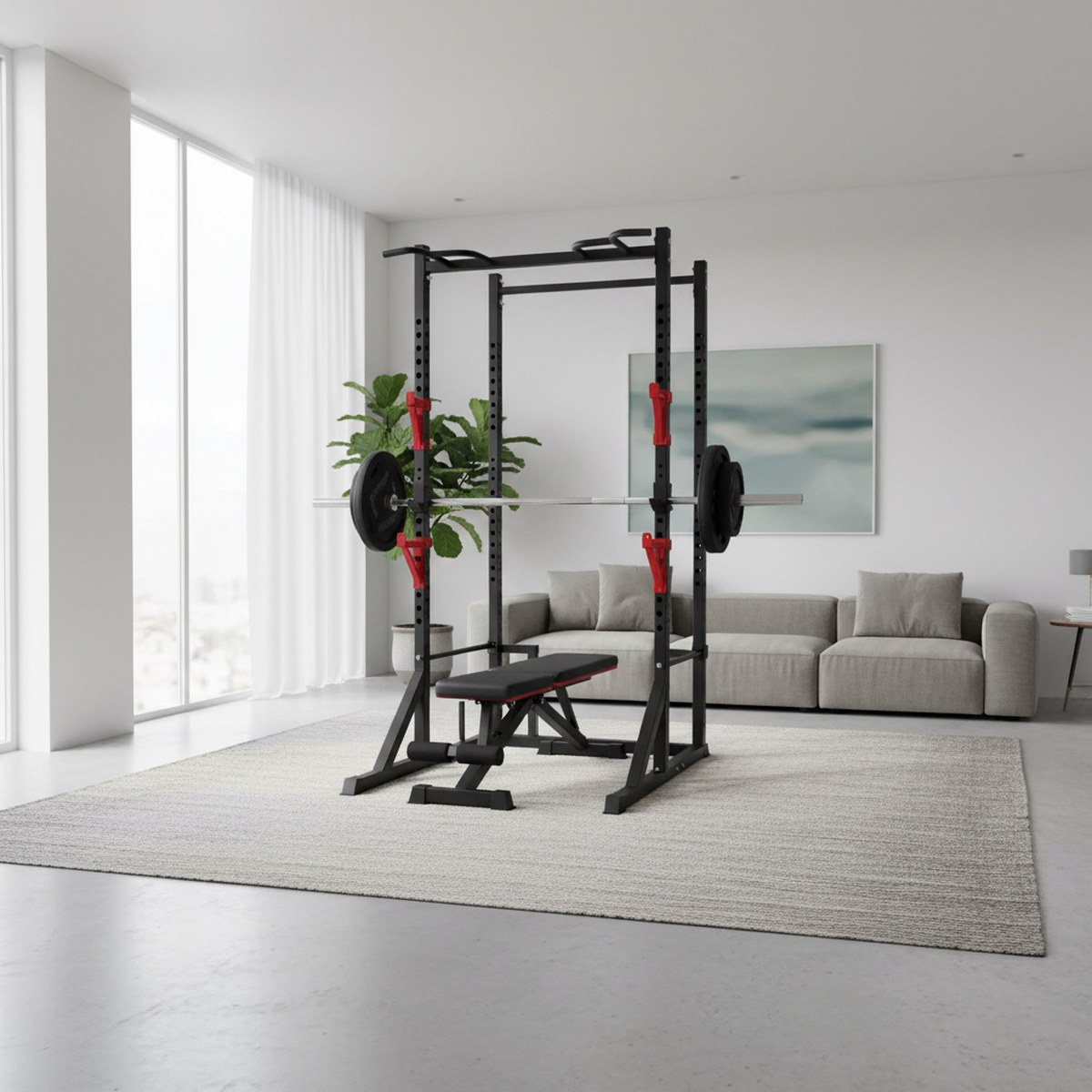 Rack de fuerza ajustable con b - Home Gym Pull Up reseña y precio