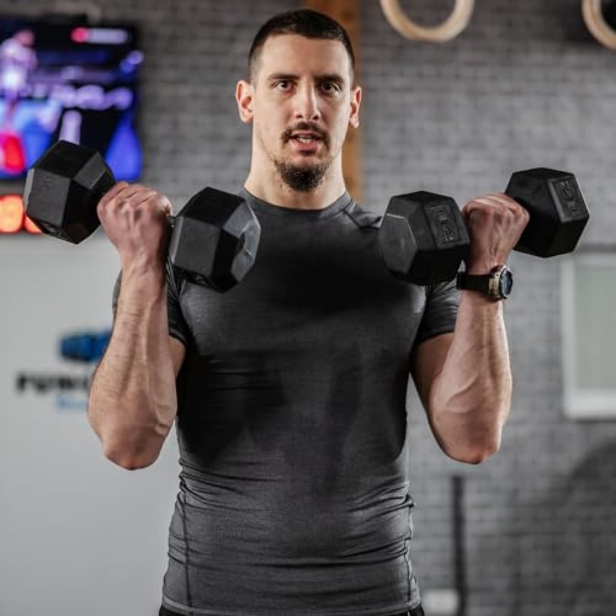 Juego de Mancuernas de Goma de - Home Gym Dumbbell Workout reseña y precio
