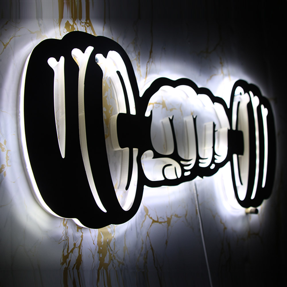 Señal de luz LED de pared con  - Home Gym Dumbbell Workout reseña y precio