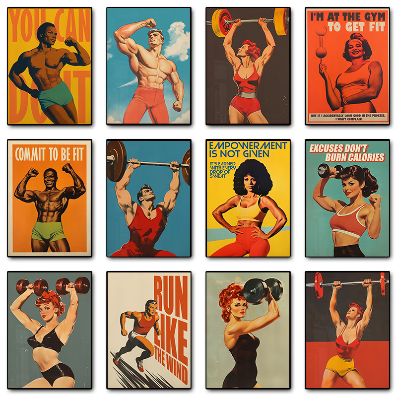 Póster Retro de gimnasio para  - Home Gym Dumbbell Workout reseña y precio